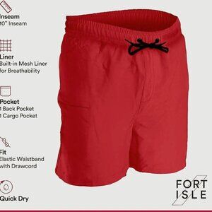 Fort Isle Red Mens Board Shorts Swimwear